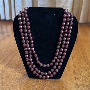 Cezanne Burgundy Faux Pearl Necklace